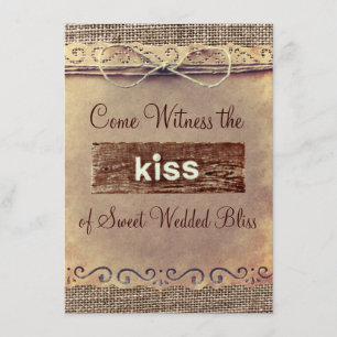 Rustic Country Vintage Burlap Wedding Invitations