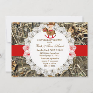 Rustic Country Vintage Camo Baby Shower Invite