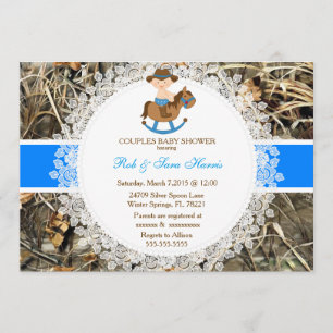 Rustic Country Vintage Camo Baby Shower Invite