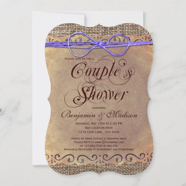 Rustic Country Vintage Couple's Shower Invitations (Front)