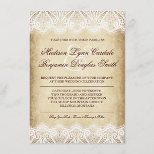 Rustic Country Vintage Paper Lace Wedding Invites