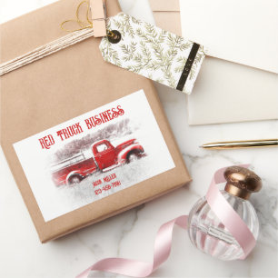 Rustic Country Vintage Red White Farm Truck Rectangular Sticker