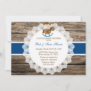 Rustic Country Vintage Wood Baby Shower Invite