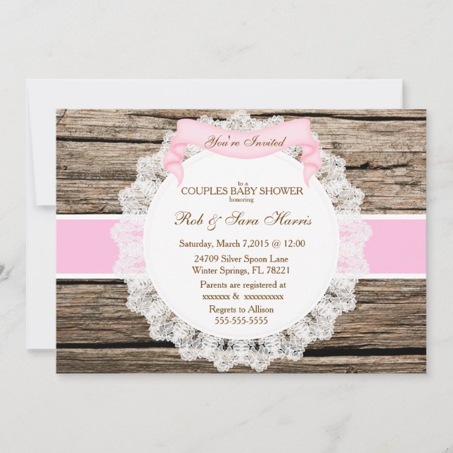 Rustic Country Vintage Wood Baby Shower Invite (Front)