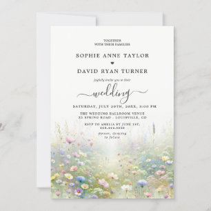 Rustic Country Watercolour Wildflowers Wedding Invitation