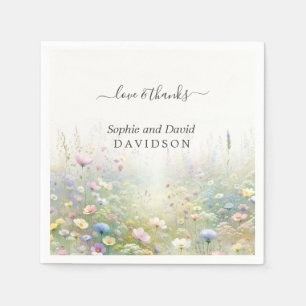 Rustic Country Watercolour Wildflowers Wedding Napkin