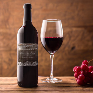 Rustic Country Wedding Cheers to Love Wine Label