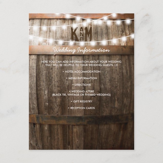 Rustic Country Wedding Details | String of Lights Enclosure Card (Front)