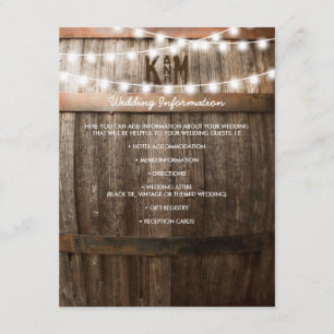 Rustic Country Wedding Details String of Lights Enclosure Card
