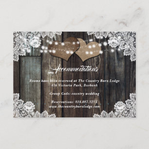 Rustic Country Wedding Hotel Accommodation Card