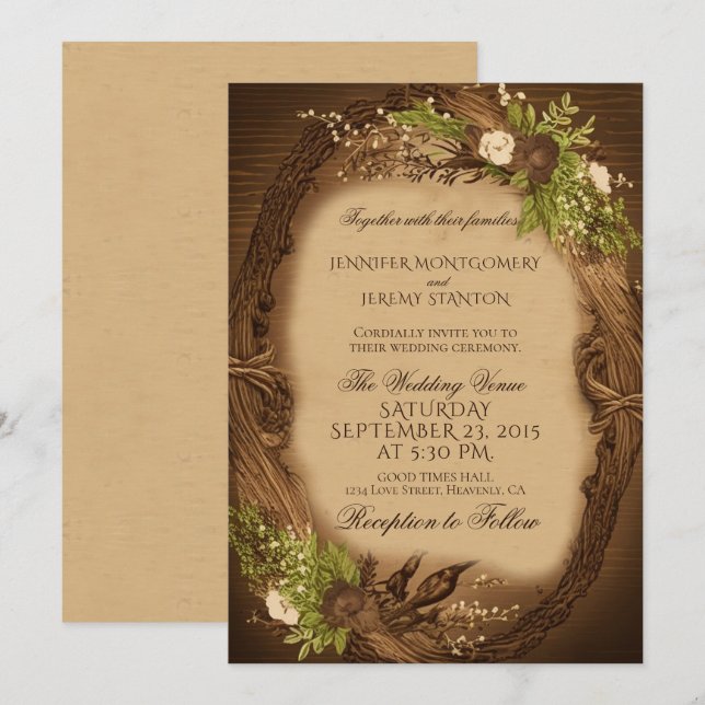 Rustic Country Wedding Invitation (Front/Back)