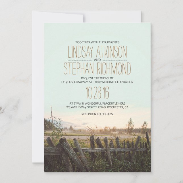 Rustic country wedding invitation (Front)