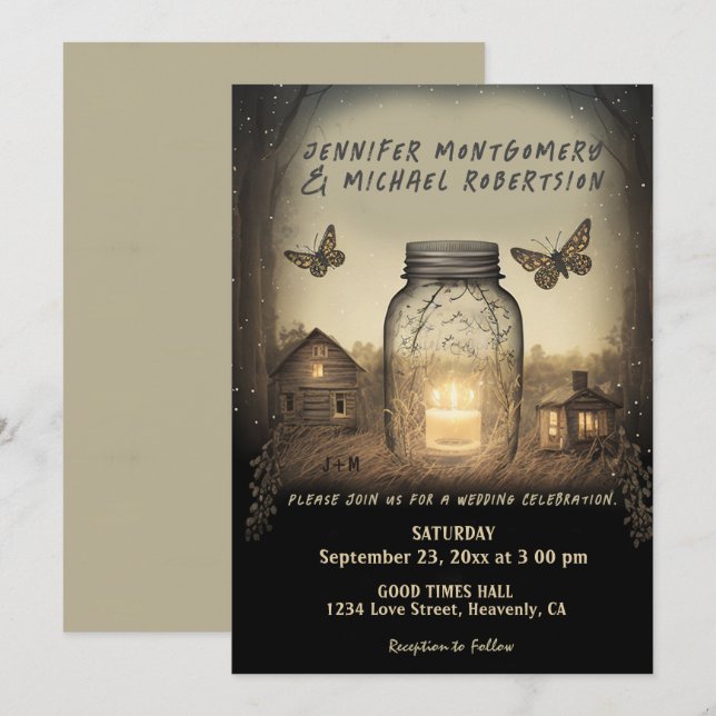 Rustic Country Wedding Invitation (Front/Back)