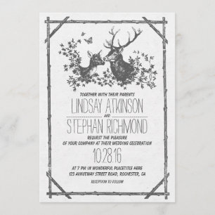 Rustic country wedding invites with deer
