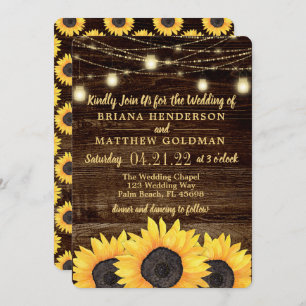 Rustic Country Wedding Mason Jar Lights Invitation