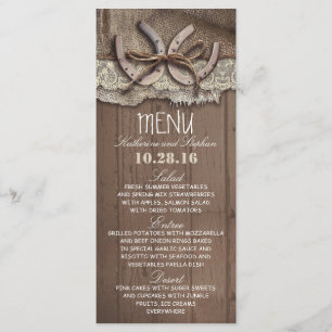rustic country wedding menu cards