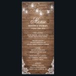 Rustic Country Wedding Menu | String Lights Wood<br><div class="desc">Mason Jars String Lights Barn Wood | Rustic Country Wedding Menu Card 
(1) For further customisation,  please click the "customise further" link and use our design tool to modify this template. 
(2) If you need help or matching items,  please contact me.</div>