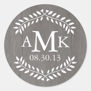 Rustic Country Wedding Monogram Stickers