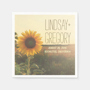 rustic country wedding paper napkins - SUNFLOWER