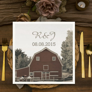 rustic country wedding red barn wedding favour napkin