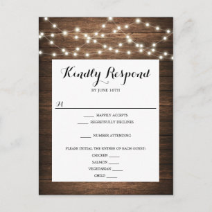 Rustic Country Wedding RSVP Postcard