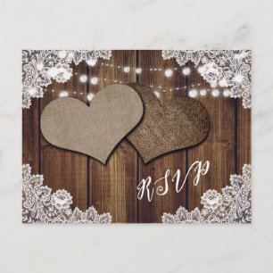 Rustic Country Wedding RSVP Postcard Meal Choice