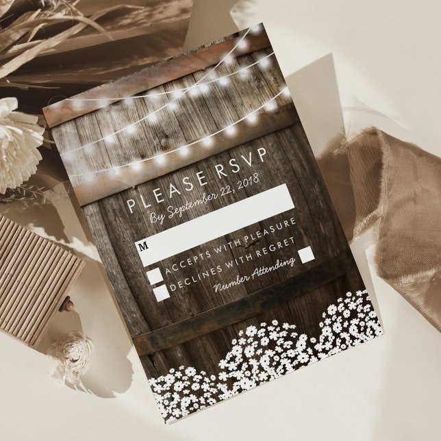 Rustic Country Wedding RSVP | String of Lights (Creator Uploaded)
