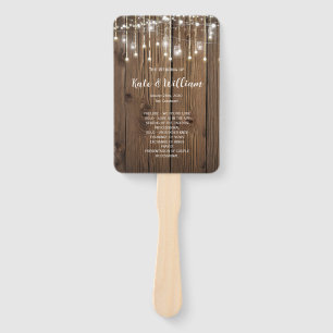 RUSTIC Country wedding string lights Hand Fan