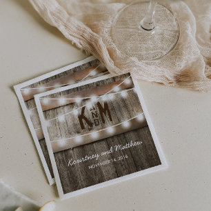 Rustic Country Wedding String Lights Napkin