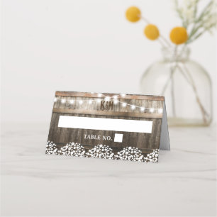 Rustic Country Wedding   String of Lights Wedding Place Card