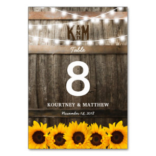 Rustic Country Wedding   Sunflower Table Numbers