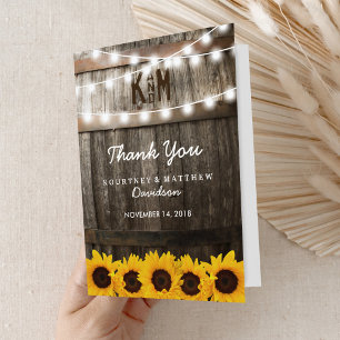 Rustic Country Wedding Sunflower Thank You