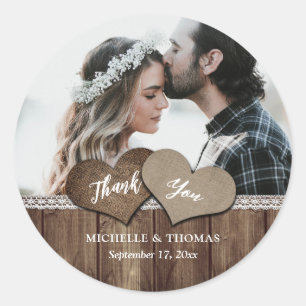 Rustic Country Wedding Thank You Photo Stickers