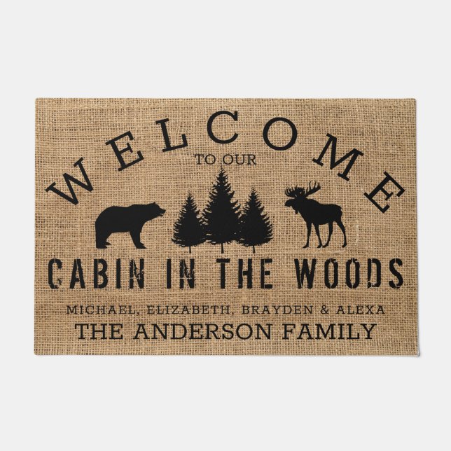 Rustic Country Welcome to our Neck of the Woods Doormat (Front)