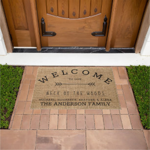 Rustic Country Welcome to our Neck of the Woods Doormat
