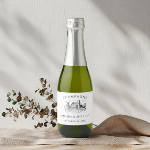 Rustic Country Western Barn Wedding Champagne Sparkling Wine Label