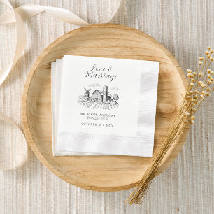 Rustic Country Western Barn Wedding Cocktail  Napkin