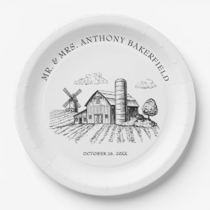 Rustic Country Western Barn Wedding  Paper Plate