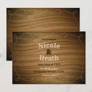 Rustic Country Western Barn Wood Modern Wedding Invitation
