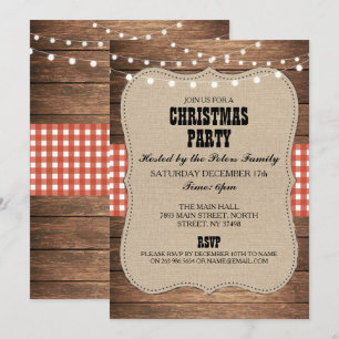 Rustic Country Western Christmas Dinner Day Party Invitation