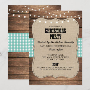 Rustic Country Western Christmas Dinner Day Party Invitation