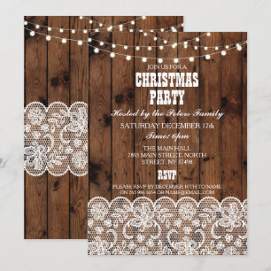 Rustic Country Western Christmas Dinner Day Party Invitation