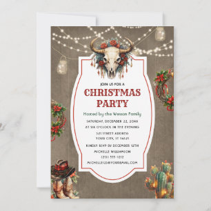 Rustic Country Western Christmas Dinner Party Invitation