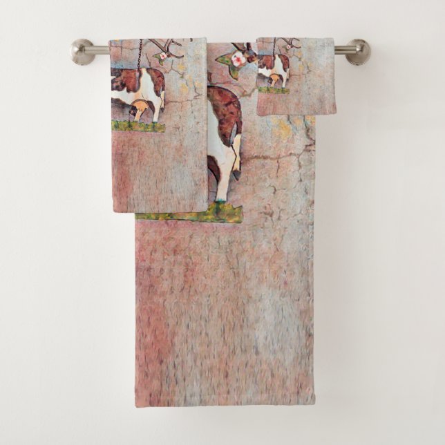 Rustic Country Western Cow Farmhouse Bath Towel Set (Insitu)