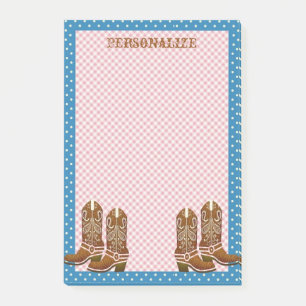 Rustic Country Western Cowboy Boots Personalize Post-it Notes