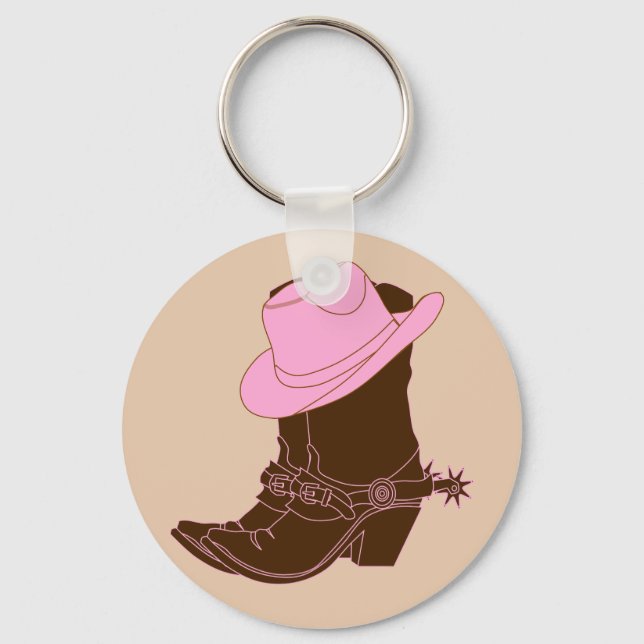 Rustic Country Western Cowgirl Boots Key Ring (Front)