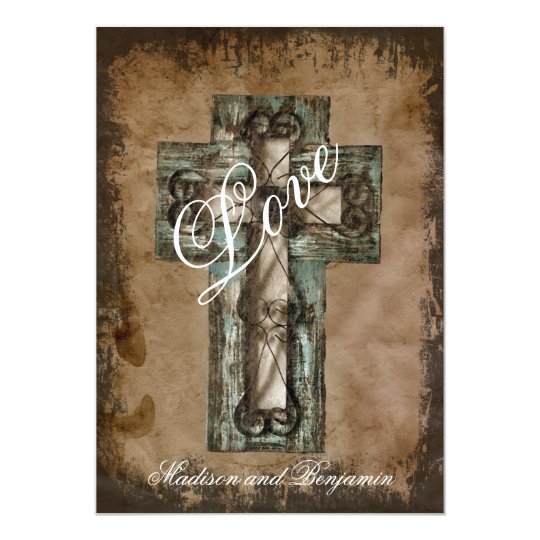 Rustic Country Western Cross Wedding Invitations