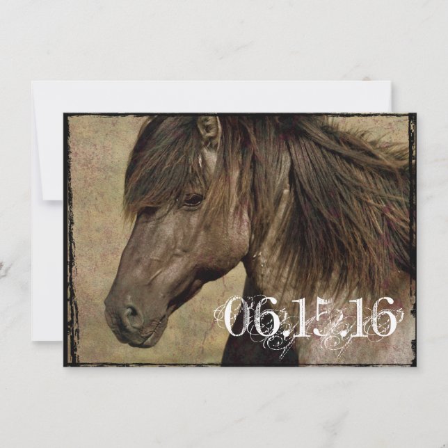 Rustic Country Western Horse Wedding Invitations (Front)