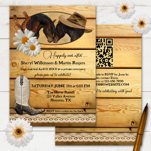 Rustic Country Western Horses After Wedding Invitation