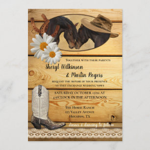 Rustic Country Western Horses Wedding Invitation